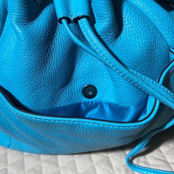 Coach Avery Drawstring Teal Turquoise Blue Super Soft. 2 Straps. - Picture 13 of 14